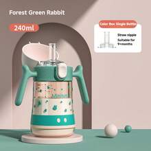 1pc Rabbit PP Material 240ML/300ML Temperature Sensitive Flip Lid Baby Bottle, Suitable For Home And Travel, 3 Colors Available - Red/Green/Brown - View 10