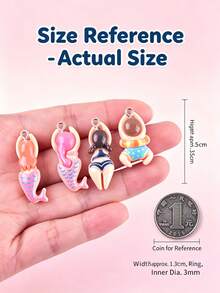 6/20pcs Mixed Color Resin Cartoon Swimming Figure Charms - Colorful DIY Handmade Materials, Unique Swimming Poses & Patterns, Suitable For Jewelry Making, Bag Accessories, Swimming Accessories, Fun Design, Exquisite Craftsmanship - Multicolor - View 1