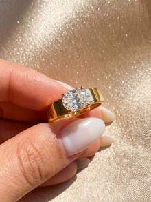1枚经典复古四爪椭圆形锆石925纯银戒指，迷人的欧美复古风格女士戒指，设计精美，是舞会、聚会和派对的完美之选，优雅的女士珠宝礼物。 - 復古四爪蛋形 - 查看 7