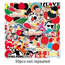50pcs Table Tennis Sports Stickers Creative Luggage Skateboard Tablet Cartoon Decorative Decals - 50 Ping Pong Balls - View 11
