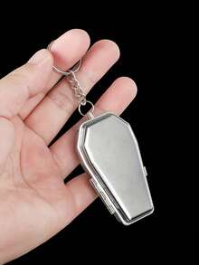 Portable Metal / Creative Coffin-Shaped Ashtray Keychain / Mini Compact Ashtray - Silver - View 3