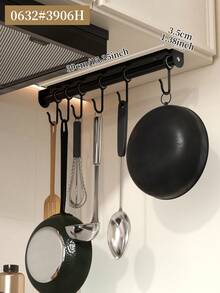 1 pieza Estante de ganchos moderno para gabinete - Estante de ganchos de almacenamiento de cocina montado en la pared de fácil instalación, ganchos de cocina, estante colgante multifuncional, estante de almacenamiento de utensilios de cocina para el hogar - Perchero - Ver 7