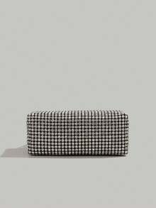 Bolso de mano tipo clutch rectangular mini para mujer, cubierto totalmente de strass, con malla de cristales brillantes tipo diamante, bolso de hombro de noche - Multicolor - Ver 4