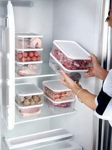 Contenedores de almacenamiento de alimentos transparentes y apilables para refrigerador con tapas herméticas, a prueba de fugas para congelador - Cajas para conservar frescos carnes y verduras, contenedores de almacenamiento de ingredientes frescos para cocina y refrigerador que ahorran espacio - Multicolor - Ver 9