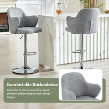 Modern Bar Stool Set (Set Of 2) / High-Quality Linen Bar Stools, -Plated Steel Frame / Easy To Install / High Load Capacity / Suitable For Home Bars And Restaurants - 灰色 - 查看 3