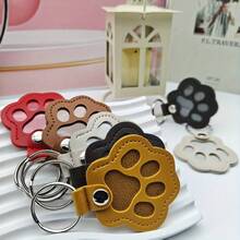 1/5pcs Leather Keychain Pet Hair Storage Pendant, Exquisite Cute Cat Dog Fur Hair Bag Charm - Multicolor - View 5