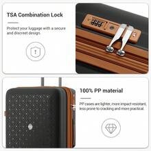 Carry On Suitcase Small 20 Inch Cabin Luggage Medium 24 Inch Large 28 Inch PP Hard Shell Expandable Lightweight TSA Lock Cup Holder 3 Piece Set Black - Black - View 7