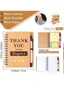 1/5/10 Set Spiral Bound Notebook Set (Includes Pen), Employee Appreciation Gift, Teacher Appreciation Gift, Journal With Inspirational Pen And Sticky Notes, Ballpoint Pen Set, Christmas Gift, Suitable For Volunteers, Teachers, Nurses, Team Building, Birthday, Retirement, Christmas Gift For Employees, Teachers, Office Gift And Back To School Gift. - Multicolor - View 4
