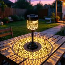 Solar LED Outdoor Light | Mandala Table Lamp, Suitable For Outdoor Patio And Garden, IP65, Metal Material, Floral Theme, Solar Powered - Mandala Table Lamp - View 2