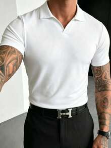 Men's Summer Lightweight Solid Color Short Sleeve Polo Shirt, Suitable For Summer Outdoor Activities - White - View 7