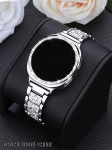 水鑽錶帶 + 錶殼套組，相容於 Galaxy Watch 8 40mm 和 44mm。優雅時尚亮面金屬水鑽錶帶，防摔防刮水鑽錶殼，適合休閒派對商務女性智慧手錶錶帶與錶殼 - 閃鑽錶帶+錶殼-銀色 - 查看 9
