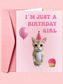 Cute Cat Birthday Card - Funny Birthday Card For Women, Best Friends, Sisters, Daughters And Moms - Pink Cat Birthday Card - Multicolor - View 2