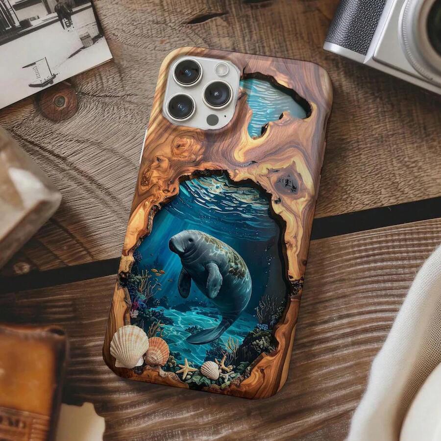 Manatee Design Phone Case, Ocean-Themed Case For IPhone Galaxy Pixel. - 圖片1Pcs - 查看 1