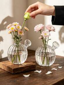 1pc Cactus Ball-Shaped Mini Flower Vase, Ins Style Creative Cute Fresh Flower Vase, Nordic Vintage Hydroponic Fresh Flower Vase, Desktop Flower Vase Decor, Suitable For Restaurant, Living Room, Study, Bedroom, Balcony, Desktop - Multicolor - View 1