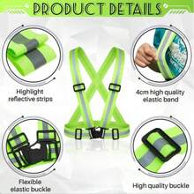 3pcs High Visibility Reflective Vest Set, Adjustable Elastic Running & Cycling Safety Vests, Low Light Outdoor Hiking Gear - Green - View 5