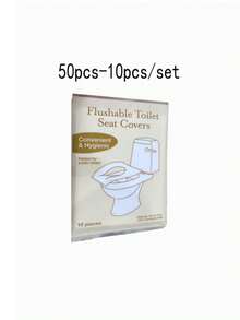 1/10/50pcs, 10pcs/Pack Disposable Toilet Seat Covers, Water-Soluble Portable Toilet Seat Covers, Portable Travel And Business Toilet Seat Covers, Essential Accessories For Airplane Travel And Camping, Bathroom Supplies, Bathroom Accessories - Multicolor - View 9