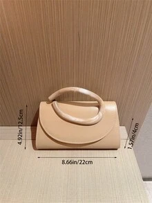 1件歐美時尚金屬裝飾迷你方盒手拿包，高端亮面金屬條紋女款手提包，優雅奢華正式禮服晚宴包，PU皮革派對包/浪漫婚禮手拿包/舞會包/雞尾酒會包，適合學校舞會，附金屬鏈條 - 杏色 - 查看 5