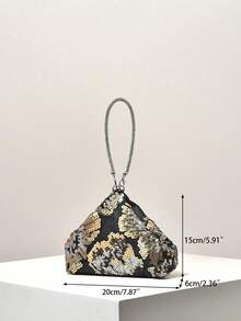 (隨機圖案)迷你手提包、亮片包、花卉熱門款、刺繡包、新穎包、晚宴夜會、派對套裝、舞會包、舞會配件、婚禮用品、優雅、禮物 - 彩色 - 查看 7