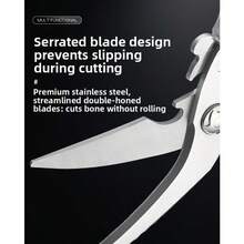 Heavy Duty Kitchen Scissors, Multi-Function Chicken Bone Shears, Fish And Chicken Cutting, Can Opener, Walnut Cracker, Stainless Steel Kitchen Scissors - Silver - View 3