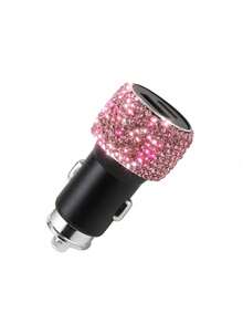 Chargeur de voiture rapide Glam Bling à double port USB Type C avec cristaux et strass, mini chargeur de téléphone portable pour allume-cigare, accessoire de décoration intérieure de voiture brillant en diamant pour femmes, voyage et road trip - A - Voir 9