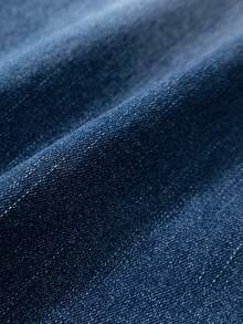Men's All-Match Dark Blue Washed Straight Leg Jeans, Lightweight Soft Comfortable Stretch Denim Fabric, Casual Commute Minimalist Versatile Long Pants For Young Men - Blue - View 6