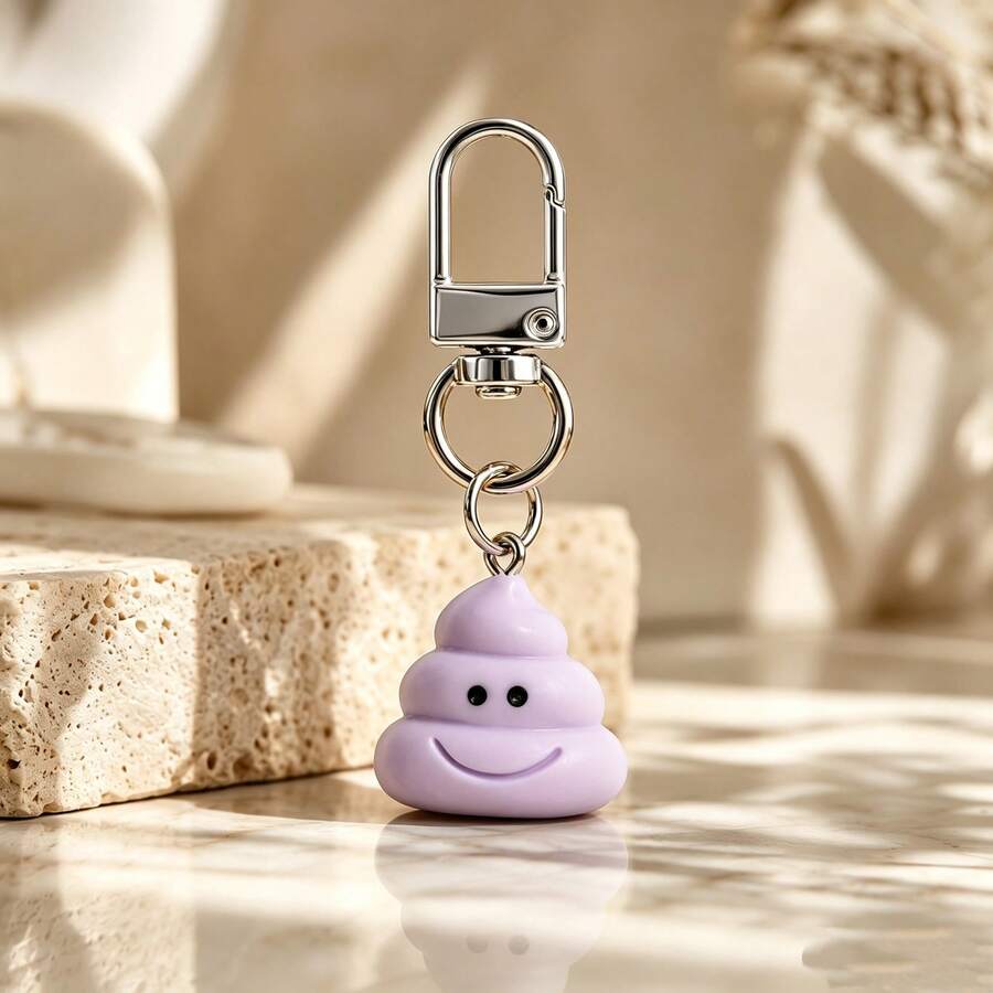 1 pieza Llavero colgante de resina con diseño de caca de dibujos animados colorida unisex, colgante creativo y divertido para bolso - Multicolor - Ver 1