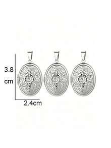 3pcs Fashion Stainless Steel 18K Gold Plated Heart Oval Portrait Relief Locket Pendant, Locket Photo Box With Flip Cover, DIY Unique Ideal Gift For Friends Birthday, Family, Mom/Grandma/Wife Anniversary Gift, Autumn Fashion, Casual, Vintage, Personalized, Daily Wear, Party, Mother's Day, Valentine's Day, Graduation, Wedding - Multicolor - View 8