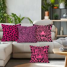 4pcs Pink Leopard Print Pillow Covers Without Inserts, Single-Sided Printed Pillow Covers, Suitable For Living Room Bedroom Home Decor, All Season Pillow Covers - Multicolor - View 9