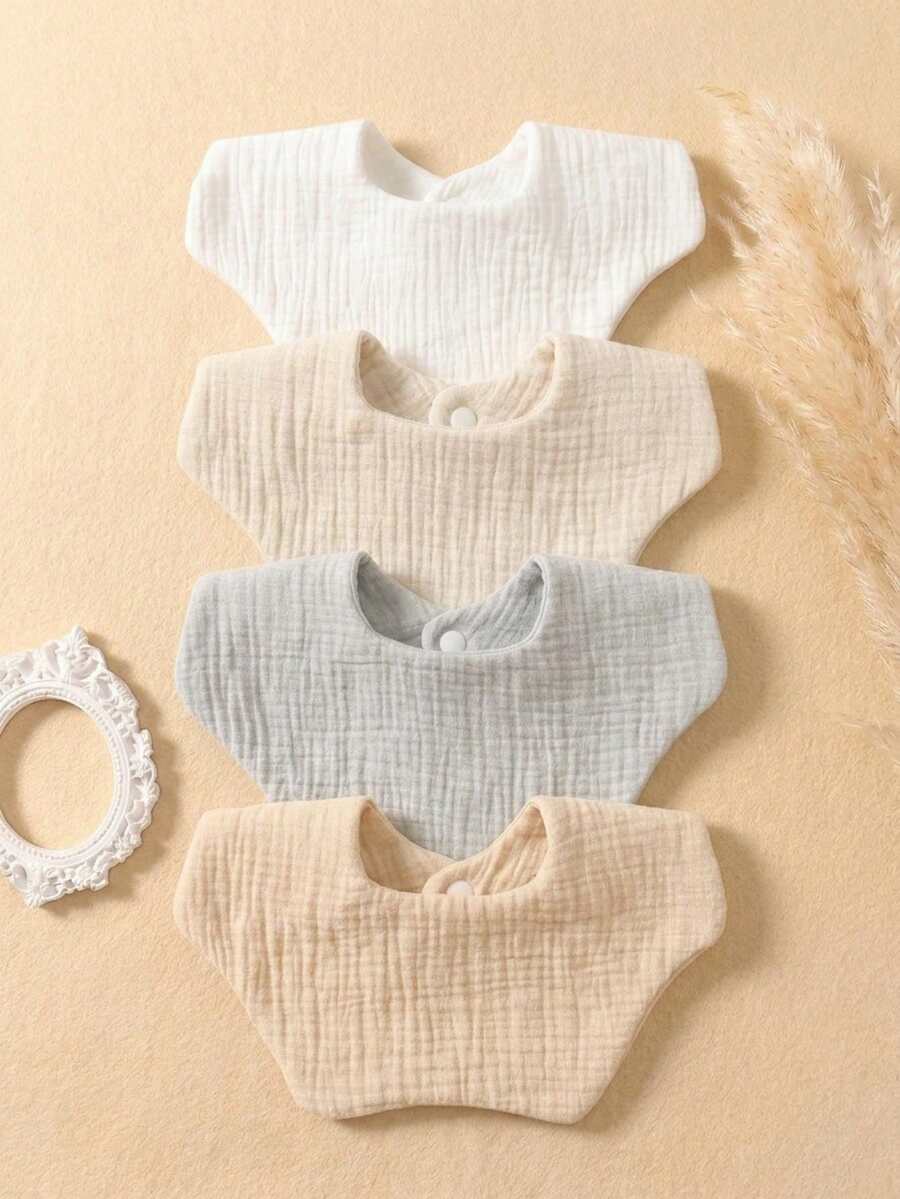 4PCS Girls Summer Candy Color Pure Cotton Gauze Baby Bibs, Soft Skin-Friendly Princess Baby Drool Bibs, Suitable For Daily Use In All Seasons - 彩色 - 查看 1