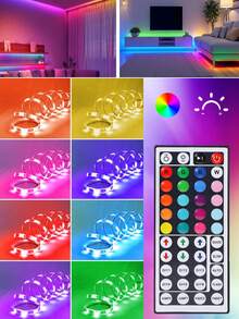 臥室 LED 燈條，3.28英尺 (1 捲) ~ 98.42英尺 (2 捲) RGB LED 燈條，附紅外線 44 鍵遙控器，USB 5V LED 燈條，附背膠，可調色，臥室派對裝飾 - 3535RGB - 查看 2