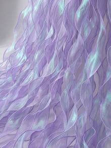 1pc Rainbow Purple Chiffon Ribbon, Used For Gift Wrapping, Glitter Purple DIY Ribbon, Wavy Edge, Bow And Tassel Decoration, Hair Accessories, Cake Decoration, Bouquet Wrapping, Mermaid Party Decoration, Mermaid Wedding Decoration, Mermaid Birthday Party Decoration, Baby Shower Decoration, Gender Reveal Decoration, Undersea Party Decoration, Chair Back Decoration, Bows, Birthday Party Favors Decoration, Back To School Season, Christmas - Iridescent Ribbon - View 3