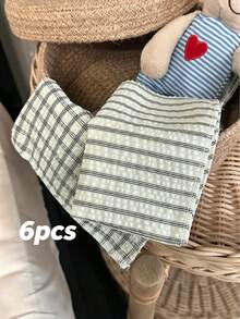 1/2/6pcs Vintage Ins Textured Plaid Striped Rectangular Placemats Tablecloth Napkins Photography Backdrop - Multicolor - View 14