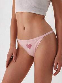 Aesletic 1 buah celana dalam thong katun nyaman model low-rise untuk wanita. - Berwarna merah muda - View 1
