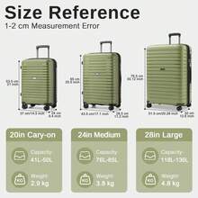 Carry On Suitcase Small 20 Inch Cabin Luggage Medium 24 Inch Large 28 Inch Ribbed PP Hardshell Expandable TSA Lock Cup Holder 3 Piece Luggage Set - Green - View 10