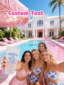 1pc Customized Personalized Party Cold Drink Cup, Wedding Party Cold Drink Cup, Summer Party Bulk Cold Drink Cup, Reusable, Suitable For Wedding, Bachelorette Party, Birthday Party, Outdoor Sports Beach Water Cup And Graduation Cup, Bridesmaid Gift - Multicolor - View 7