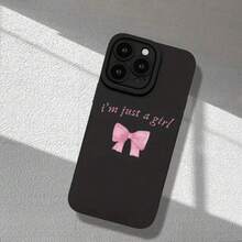 Phone Case: 1 Pink Bow English Pattern Angel Eye Phone Case, Suitable for  17/16/15/14/13/12/11/X/XSMAX/Plus/Pro/Pro Max/17 Air and Galaxy S25/S24 Plus/S23/S22/S21 Ultra and Galaxy A series - Schwarz - Übersicht 5