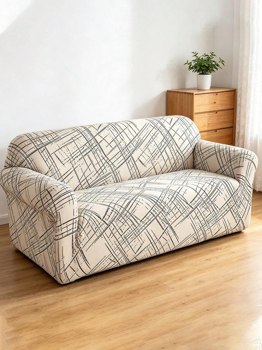 1pc Full Coverage Sofa Cover, Modern Style Polyester Fabric, Machine Washable, All-Season Use