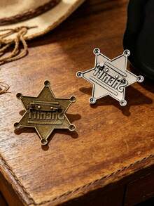 Sheriff Star Badge, Western Cowboy Role Play Prop For Stage Performance, Vintage Style Badge, Party Costume Accessory, Suitable As Gift And Collectible For Family Or Friends At Birthday Party Or Holiday - Multicolor - View 6