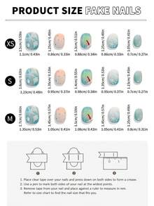 10Pcs Handmade Short Square Press On Nails Summer Ocean Beach Style Blue Gradient Cat Eye False Nails With 3D Starfish Seashell Coconut Tree Pearl Glitter Design Reusable Gel Nail Stickers For Vacation Daily Manicure - Multicolor - View 9