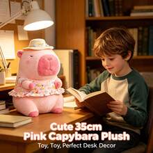 Capibaras Peluches,Cute Capybara Plush Toy With Yellow Duck On Head, Soft Fluffy Stuffed Animal Pillow, Kawaii Capybara Doll For Kids Adults, Home Decor & Birthday Gift - Pink - View 2