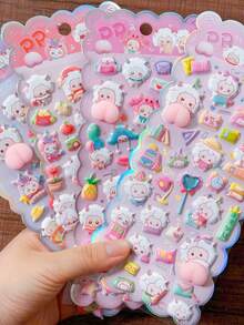 Cute Animal Soft Squeeze Happy Stickers, Children's Stress Relief 3D Bubble Stickers, Phone Case Decoration Stickers - Multicolor - View 2