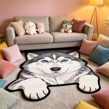 1pc Alaskan Puppy Head Faux Cashmere Bath Mat, Bathroom Rug, Doormat, Small Rug, Carpet, Floor Mat, Home Decor, Area Rug, Outdoor Mat, Bedroom Carpet, Washable - Multicolor - View 4