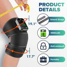 Hailicare Electric Knee Massager Brace For - Vibration Therapy With LED Controller And Adjustable Support Belt - Multicolor - View 4