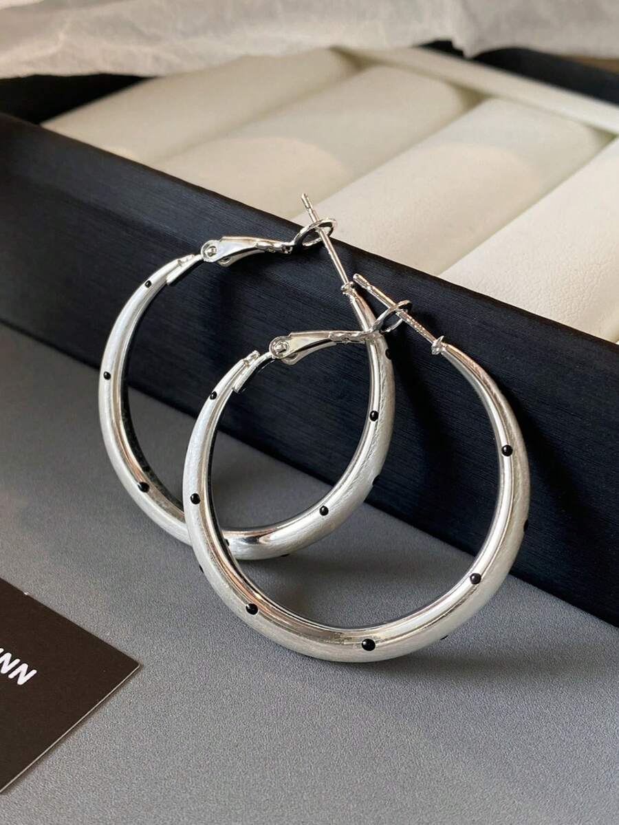 1 par de pendientes de metal redondos con lunares negros, estilo europeo y americano, pendientes de botón personalizados de moda vintage versátiles para mujeres y niñas, accesorio para viajes, bodas y fiestas, regalo de cumpleaños y Navidad 2026