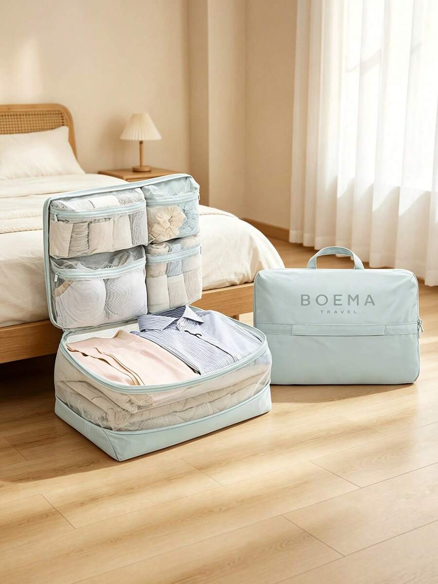 Travel Compression Storage Bags, Breathable Mesh With Ventilation, Underwear, Socks And Clothing Luggage Organizer, Suitable For Back To School And Independence Day - Multicolor - View 1