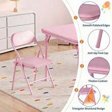 Small Folding Table And Chairs Set,Activity Table And Chairs Set,Folding Table Set With Padded Cushion,Square Table & Folding Chairs For Dining Room Bedroom - 1+4 Pink - View 5