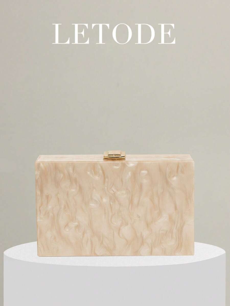 Mini Acrylic Striped Patchwork Bag - Apricot - View 1