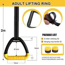 1.5/2.0m Gymnastics Rings Set With Nylon Strap Handles, Pull-Up Resistance Bands, Stretching Rings, Non-Slip Shoulder Straps, Home Gym Fitness Equipment For Home Workout And Strength Training - Multicolor - View 4