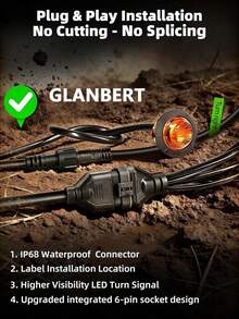 GLANBERT UTV 方向燈套件,預接線即插即用通用街頭合法 UTV 閃光燈套件,附搖桿開關、危險警示燈、110dB 喇叭,適用於 Polaris、Can-Am - 8Pods 琥珀紅燈 - 轉向信號套件 - 查看 5