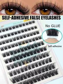 120 Clusters Glue-Free Self-Adhesive D Curl European & American Style Dense Segmented Eyelash Extensions DIY Fluffy Mink-Like 30D Waterproof Durable False Lashes For Daily Eye Makeup - 查看 2